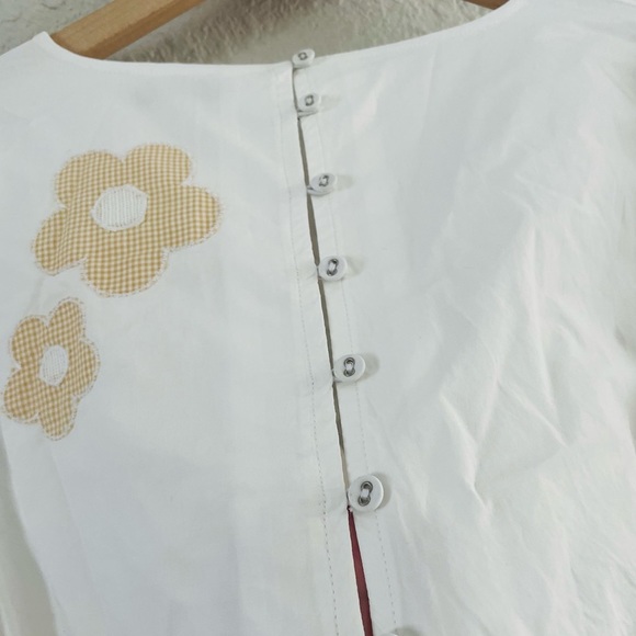 Madewell Anna Marie Embroidered White and Tan Floral Mini Dress Medium - Picture 9 of 16